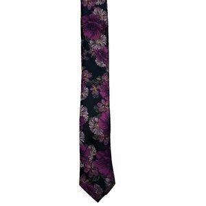 Bespoke Navy, Purple, Pink Floral Print Men's Tie